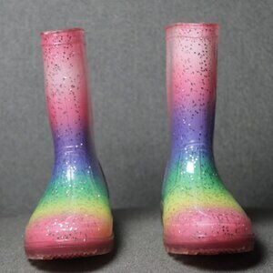 Rainbow Light-up Kids Rain Boots Size 13 Multi-Color Waterproof